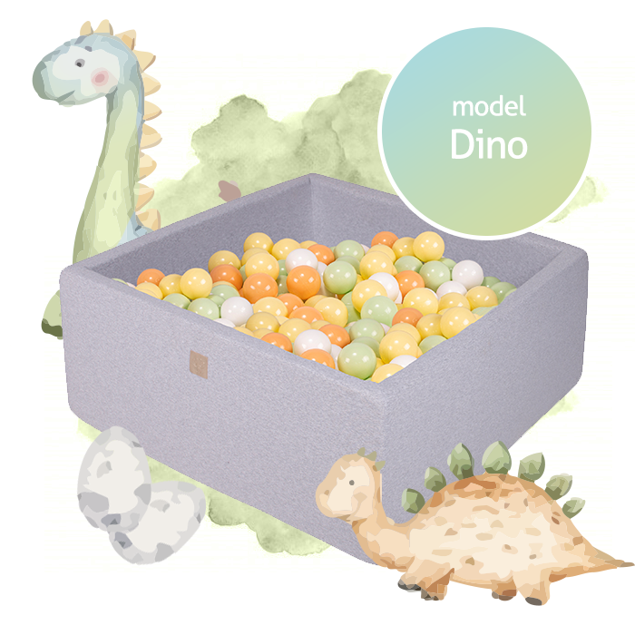Piscine à balles carrée Dino - Ensemble complet avec 300 balles