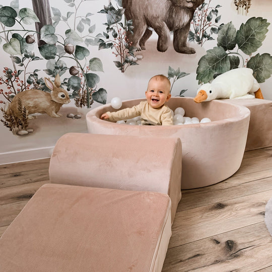 Ensemble de jeu en mousse de sable en velours côtelé avec piscine à balles rondes