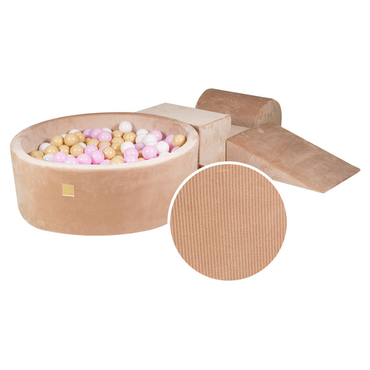 Ensemble de jeu en mousse de sable en velours côtelé avec piscine à balles rondes