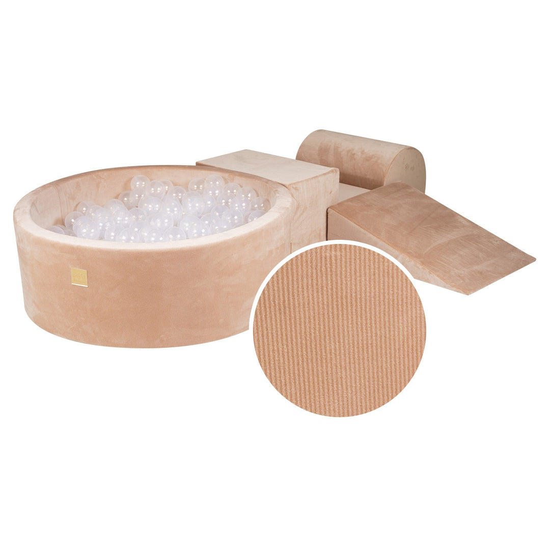 Ensemble de jeu en mousse de sable en velours côtelé avec piscine à balles rondes
