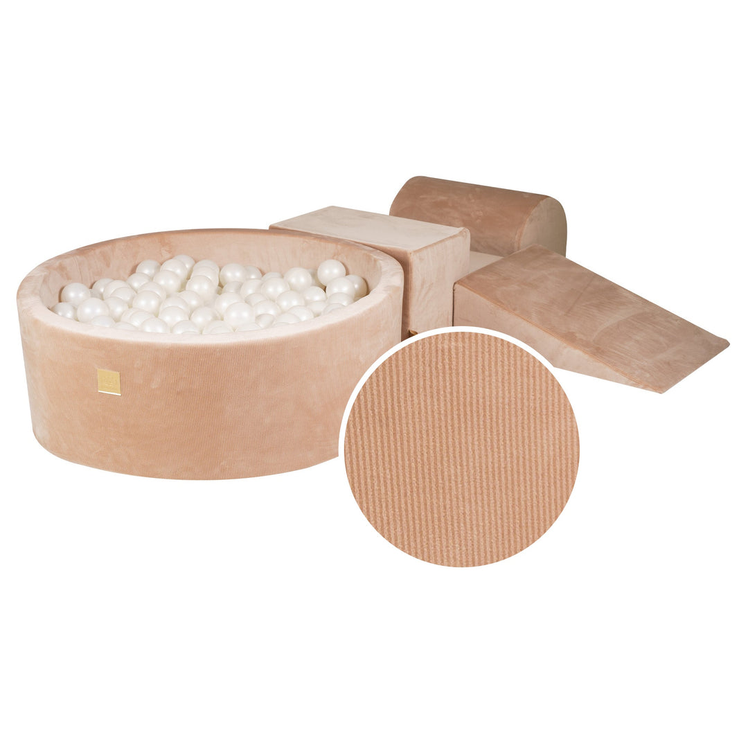 Ensemble de jeu en mousse de sable en velours côtelé avec piscine à balles rondes