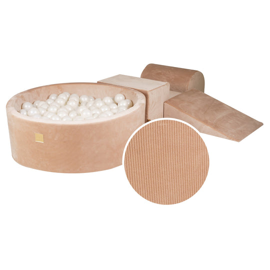 Ensemble de jeu en mousse de sable en velours côtelé avec piscine à balles rondes