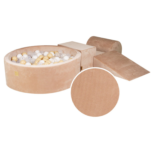 Ensemble de jeu en mousse de sable en velours côtelé avec piscine à balles rondes