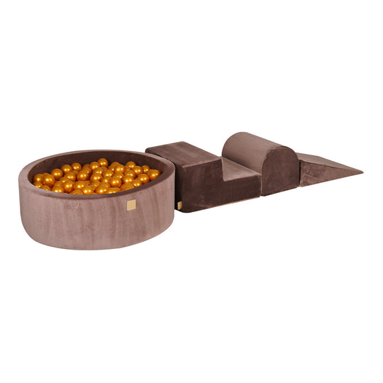 Velvet Corduroy Chocolat Foam Play Set with Round Ball Pit