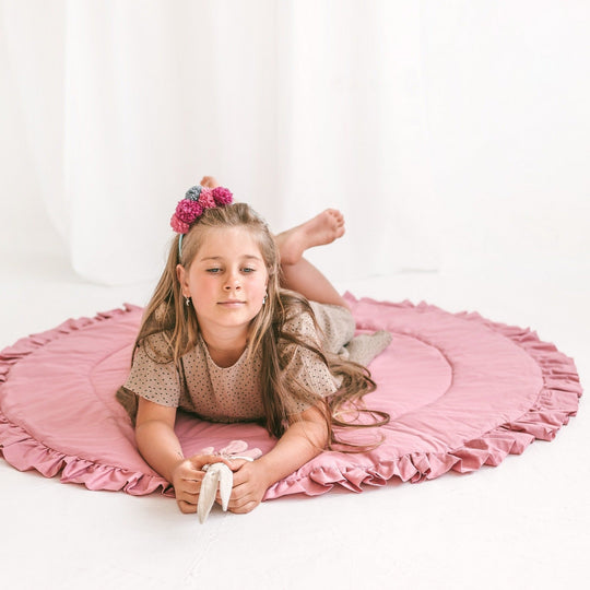 Kids Playmat With Ruffles in Rose