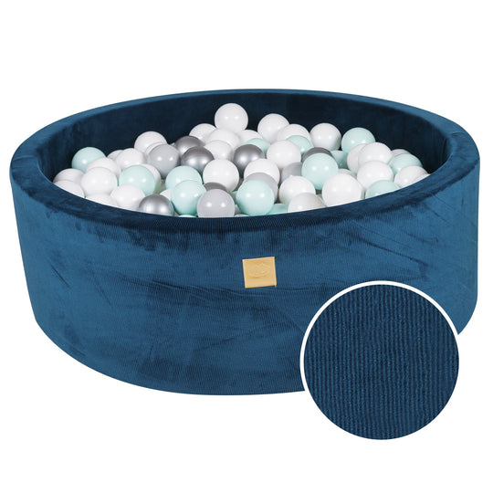 Marineblauw Fluwelen Ribstof Ronde Ballenbak