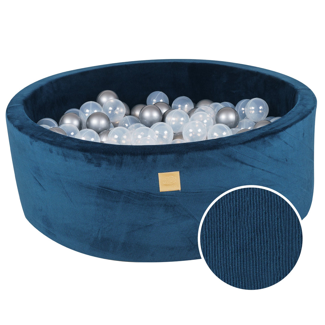 Marineblauw Fluwelen Ribstof Ronde Ballenbak