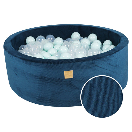 Marineblauw Fluwelen Ribstof Ronde Ballenbak