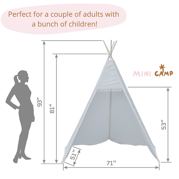 Tipi-tent voor buiten voor volwassenen en kinderen, 2,38 m hoog