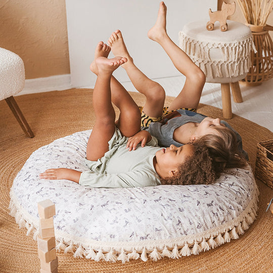 Kid's Floor Cushion in Forest Animal Pattern