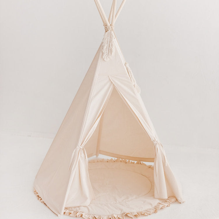 Kinderspeeltent in effen stijl met macraméveer
