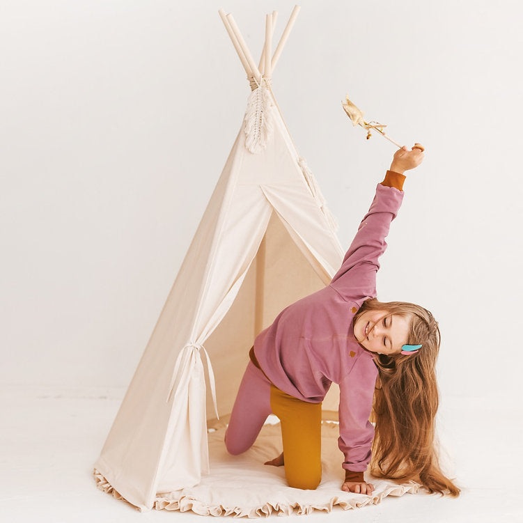 Kinderspeeltent in effen stijl met macraméveer