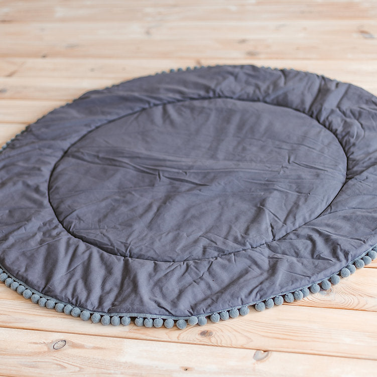 Tente tipi grise pour enfants avec pompons