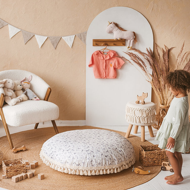 Kid's Floor Cushion in Forest Animal Pattern
